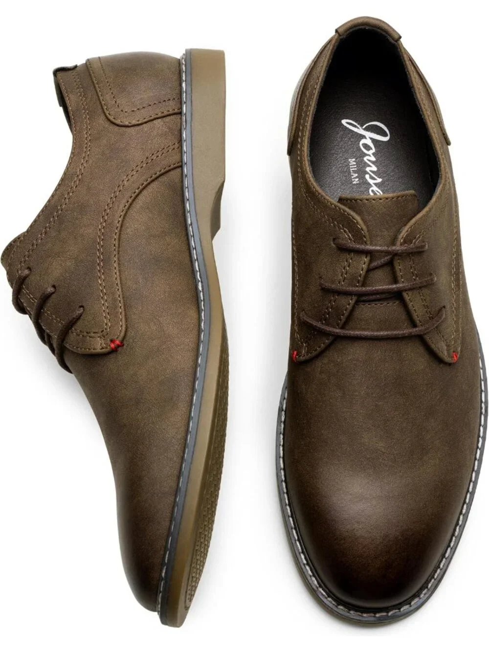 Men's Polish Brown Faux Leather Casual Dress Shoes Retro Business Classic